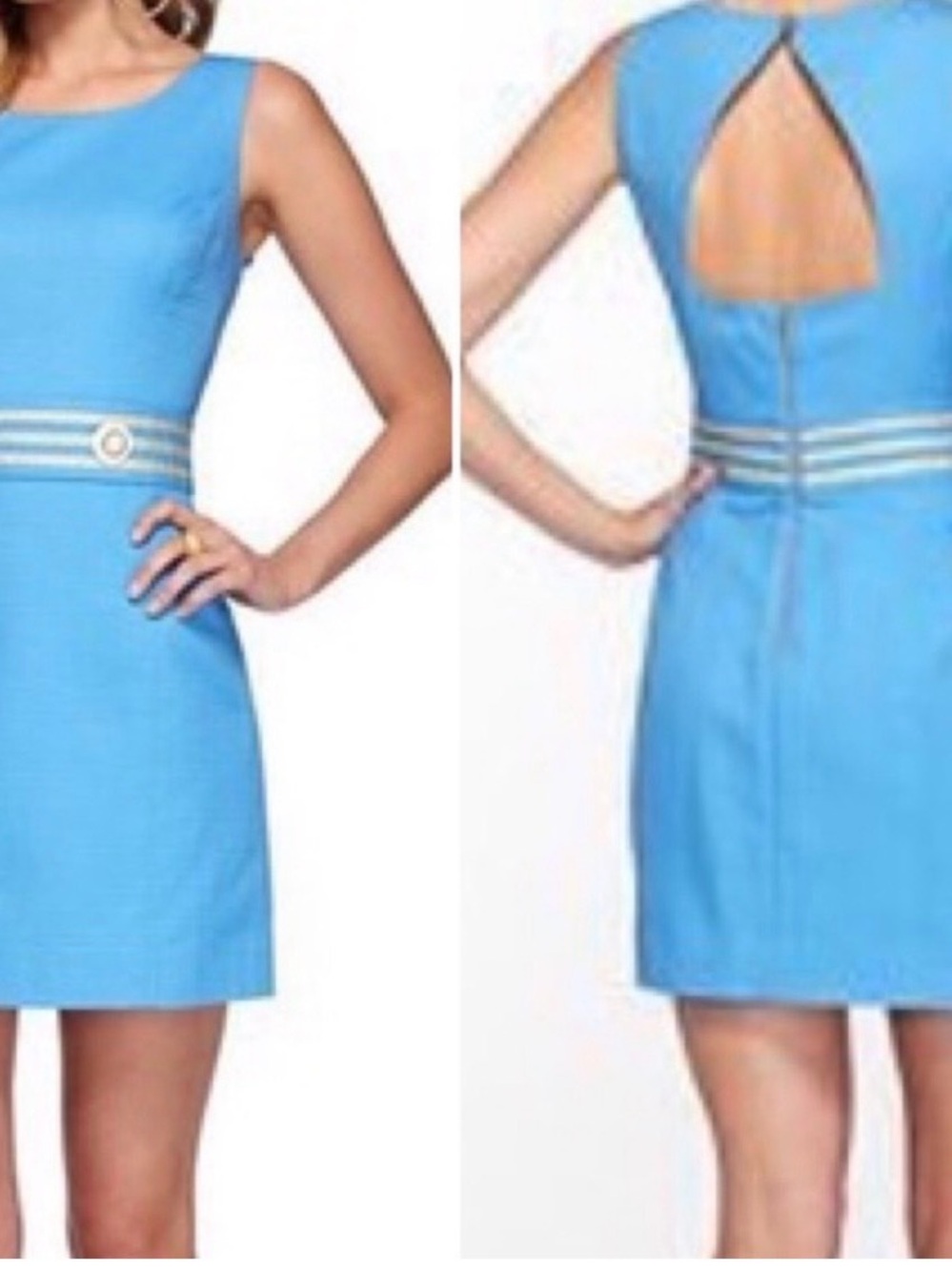 Lilly Pulitzer Bright Blue Sleeveless Sheath Dress with Striped Waistband